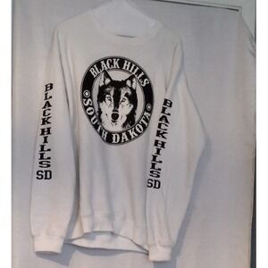 Black Hills South Dakota Sweater Unisex Large Embroidered Wolves USA #125661